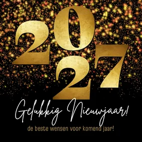 Nieuwjaarskaart zakelijk 2027 goud sterren sparkle