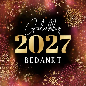 Nieuwjaarskaart zakelijk vuurwerk goud 2027 sprankelend