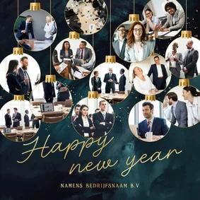 Nieuwjaarskaartje fotocollage kerstbal happy new year