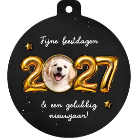 Nieuwjaarskaartje kerstbalvorm folieballon 2027 foto