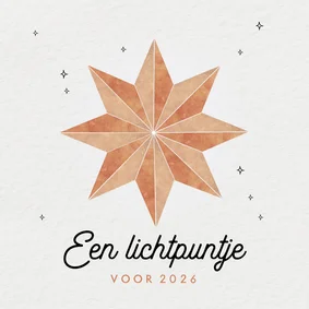 Nieuwjaarskaartje lichtpuntje voor 2026 kerstster brons