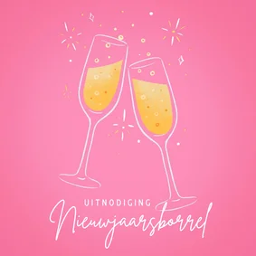Nieuwjaarsuitnodiging met toastende champagneglazen