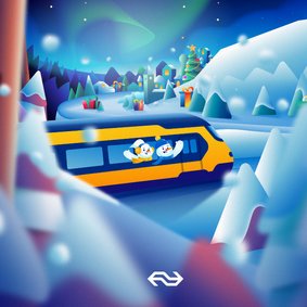 NS Wintercity vierkant sneeuwpoppen in trein