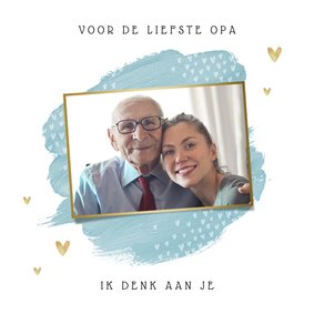 Opa en of oma kaart stijlvol hartjes foto goud waterverf