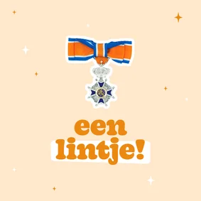 Oranje felicitatiekaart Een lintje met sterren