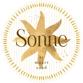 Origineel geboortekaartje boog zon goud streepjes