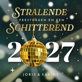Originele nieuwjaarskaart met 2027 en schitterende discobal