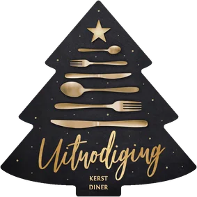 Originele uitnodiging kerstdiner met bestek boom