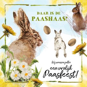 Paaskaart Daar is de paashaas!