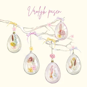 Paaskaart glazen ei droogbloemen