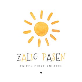 Paaskaart met een zon en zalig pasen