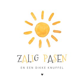 Paaskaart met een zon en zalig pasen