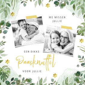 Paaskaartje paasknuffel lente bloemen foto's opa oma