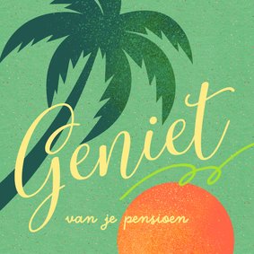 Pensioen wenskaart palmboom strand