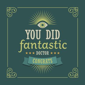 PhD felicitatie kaart voor doctor met vintage look 