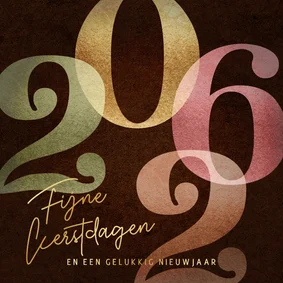 Retro zakelijke kerstkaart 2026 met goud