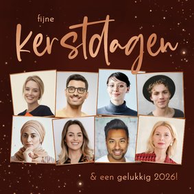 Rode foto kerstkaart zakelijk met fotocollage fijne kerst