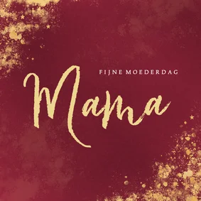 Rode waterverf kaart voor Moederdag met sterren en spetters