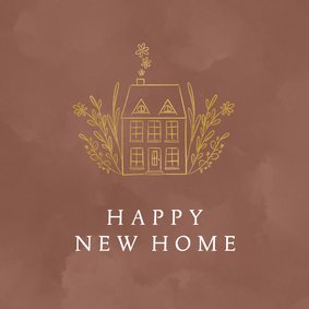 Roestkleurige verhuis-felicitatie illustratie huisje