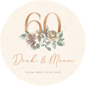 Ronde jubileum uitnodiging 60 jaar met bloemen