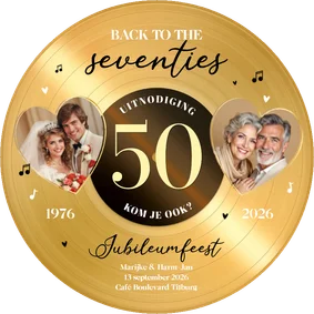 Ronde kaart jubileumfeest gouden plaat vinyl 50 jaar feest