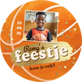 Ronde kaart kinderfeestje basketbal sport feestje 