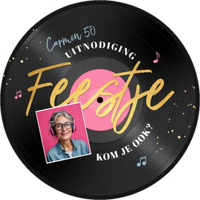 Ronde kaart LP plaat muziek vinyl feestje vrouw 50