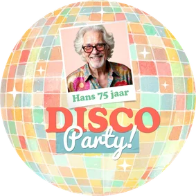 Ronde kaart vorm discobal kleurrijk disco feestje foto