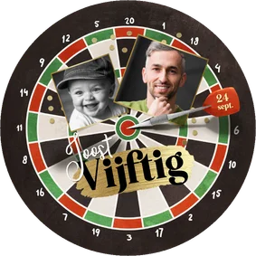 Ronde uitnodiging dart feestje verjaardag kroeg