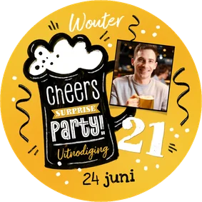 Ronde uitnodigingskaart bier hip jongen foto surprise