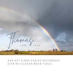 Rouwkaart aan het einde van de regenboog