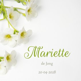 Rouwkaart aankondiging bloemen