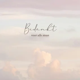 Rouwkaart bedankt met wolken klassiek