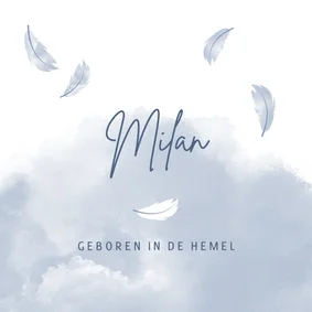 Rouwkaart Geboren in de hemel zoon
