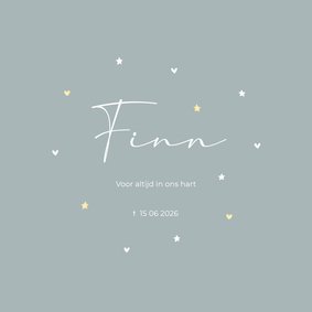 Rouwkaart gouden hartjes en sterren aanpasbaar