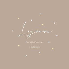 Rouwkaart gouden sterren en hartjes aanpasbaar