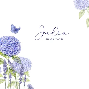 Rouwkaart hortensia en lavendel