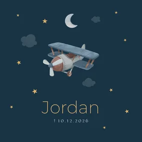 Rouwkaart kind vintage vliegtuig 