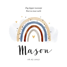 Rouwkaart kindje baby regenboog natuur waterverf jongen
