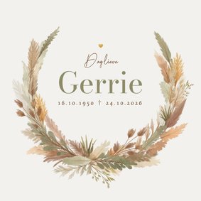 Rouwkaart krans droogbloemen natuurlijke takjes neutraal