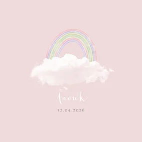 Rouwkaart meisje wolkje regenboog