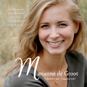 Rouwkaart - modern en stijlvol met foto