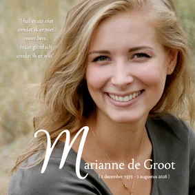 Rouwkaart - modern en stijlvol met foto