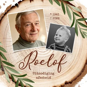 Rouwkaart natuur boomstam jaarringen foto's takje stoer