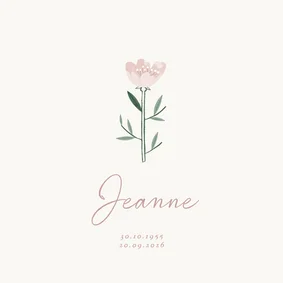 Rouwkaart oudroze tulp beige minimalistisch vrouw