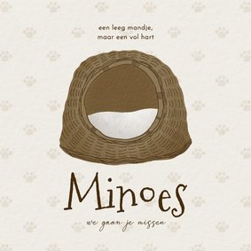 Rouwkaart overleden huisdier kat leeg mandje pootjes