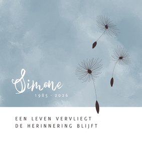 Rouwkaart paardenbloemen op waterverf achtergrond