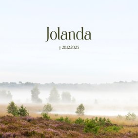 Rouwkaart paars heidelandschap met mist