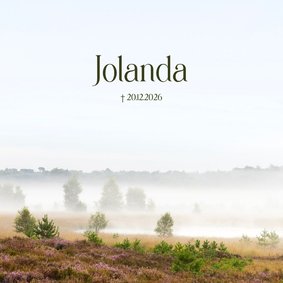 Rouwkaart paars heidelandschap met mist