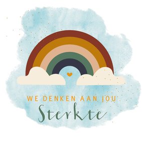 Rouwkaart sterkte met illustratie kleurrijke regenboog